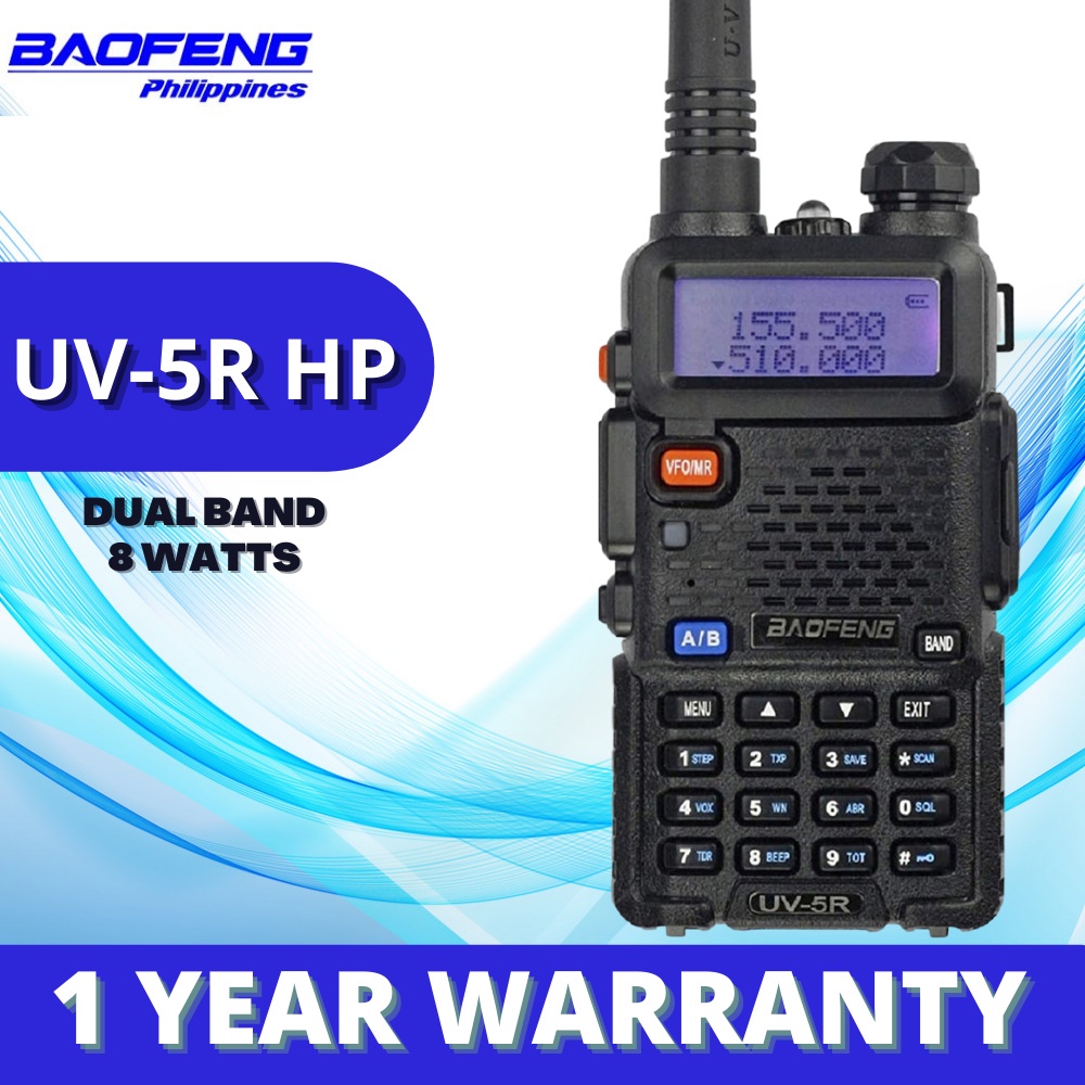 Baofeng UV-5R HP 8 Watts Dual Band VHF/UHF Two Way Radio (Black) UV5R ...