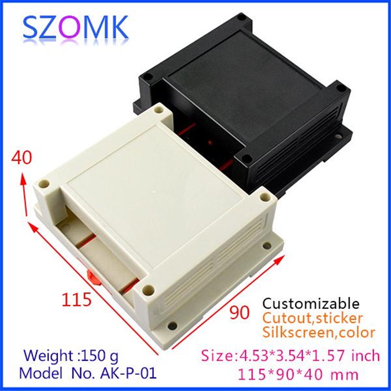 115x90x40mm PLC Box Case Din Rail Enclosure 2 Side Terminal Hole ...