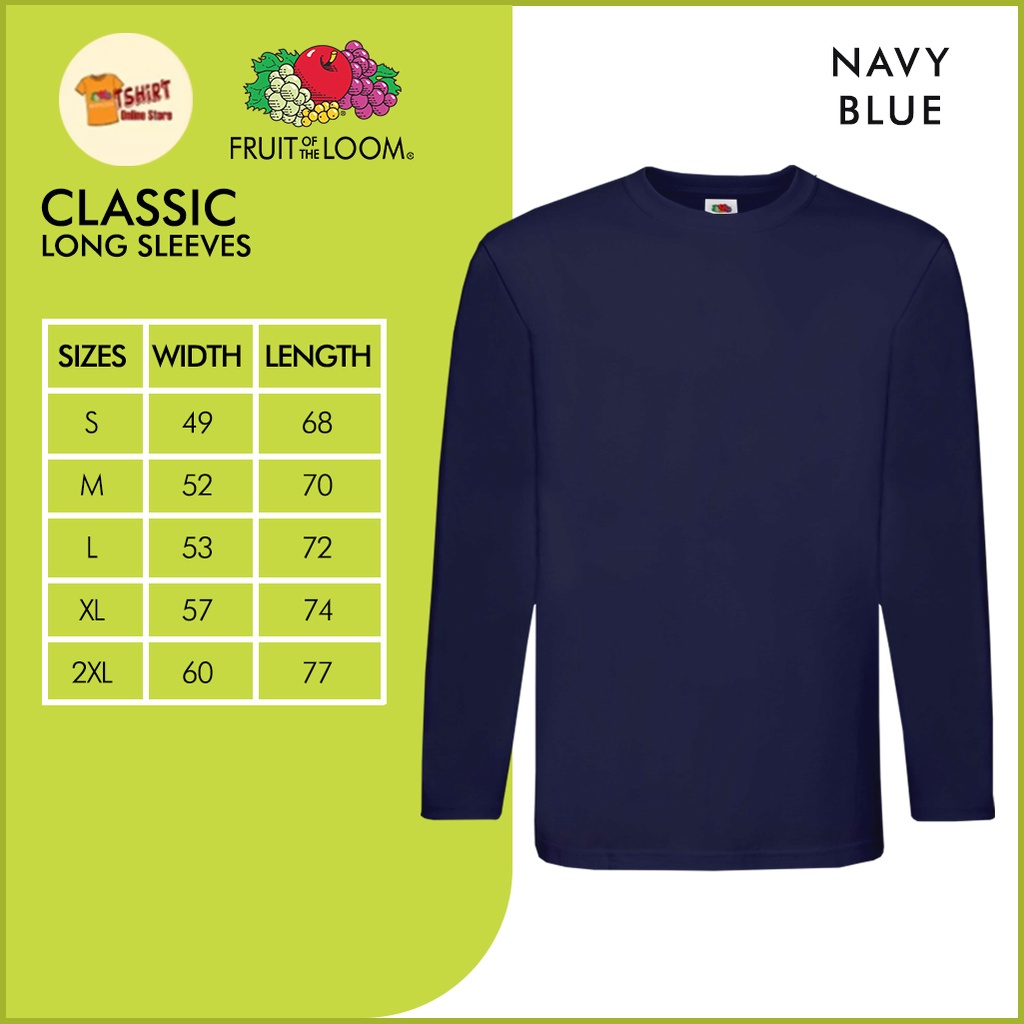 Fruit of the loom crew 2025 neck t shirts size chart