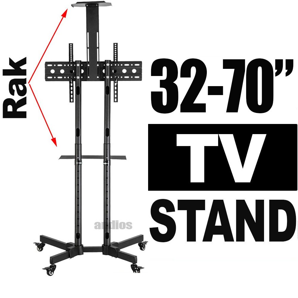 TV Stand Mobile Cart Trolley 3265" Screen LED LCD Monitor Mount Kaki