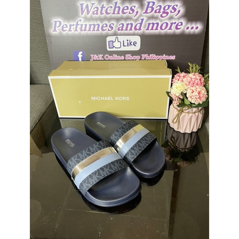 Michael kors slides sale blue