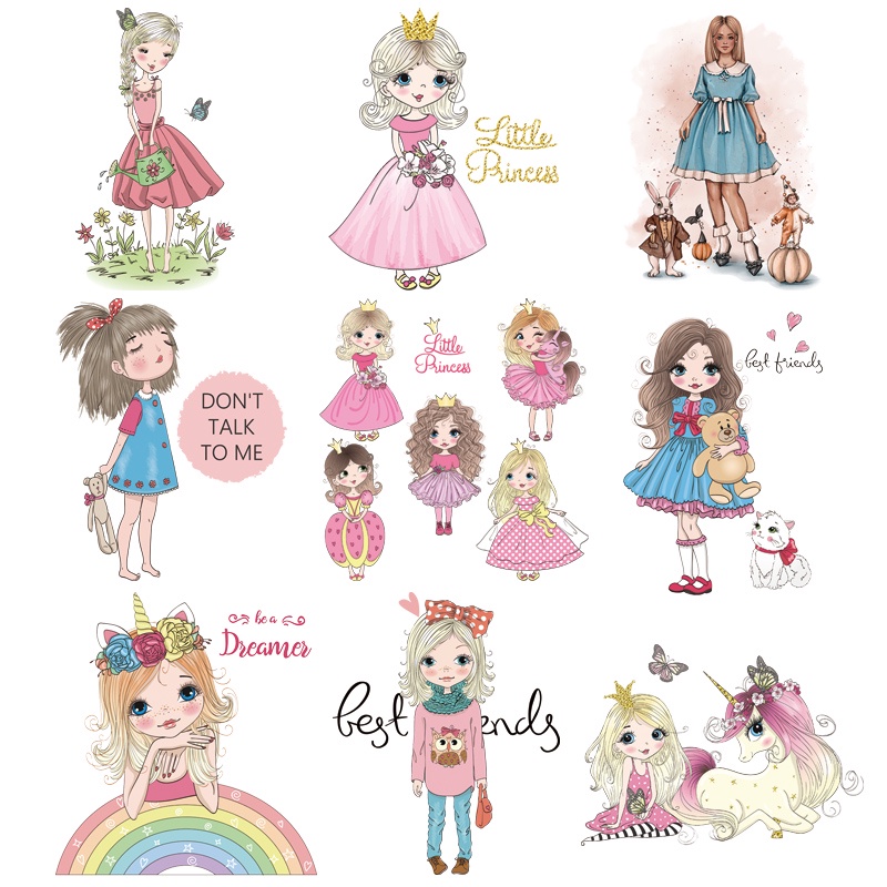 Little Princess Heat Transfer Girl Iron On Patches Diy Hoodies Heat ...