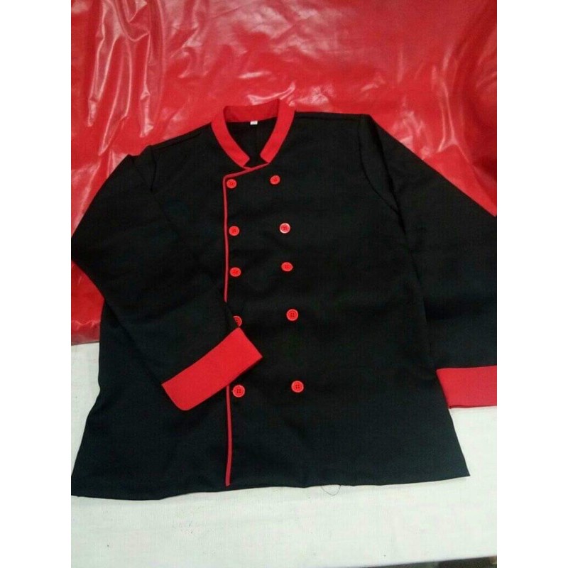 Chef uniform black hot sale and red