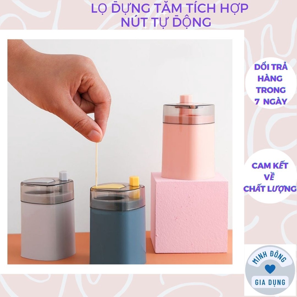 Toothpick jar with integrated modern, colorful automatic button ...