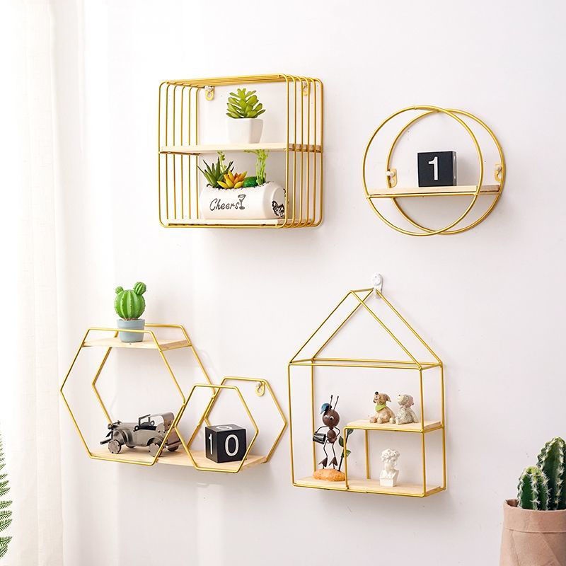 Nordic iron wall rack without punching living room wall decoration rack ...