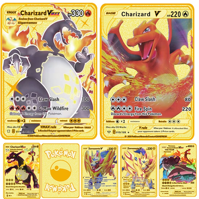 Pokemon Card Charizard DX Metal Card Pikachu Blastoise Bulbasaur