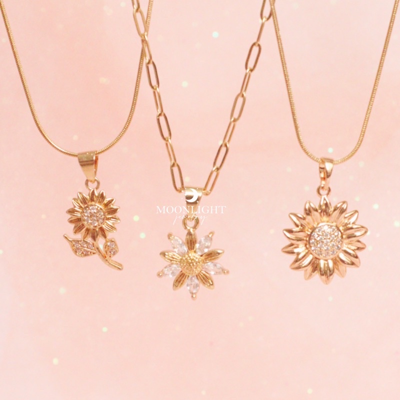 Sunflower Necklace Collection with Free Box by Moonlight Jewelry Ph Shopee Philippines
