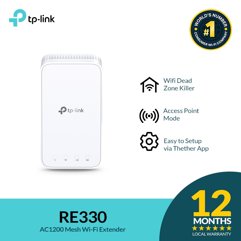 TP-Link RE330 Mesh Wi-Fi Extender AC1200 Dual Band Dead Zone Killer ...