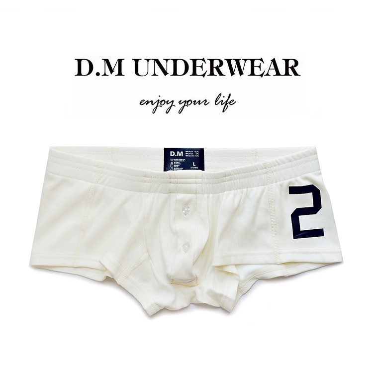 D.M Men's Lounge Shorts Simple Solid Color Button Boxer Briefs | Shopee ...