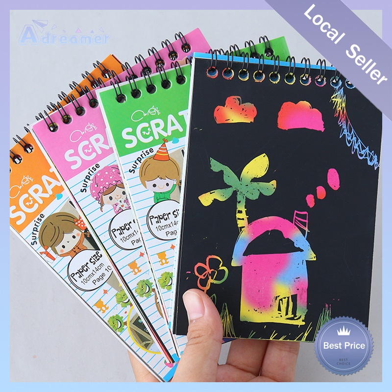 1 Book Colorful Dazzle Scratch Note Sketchbook Paper Graffiti DIY Coils