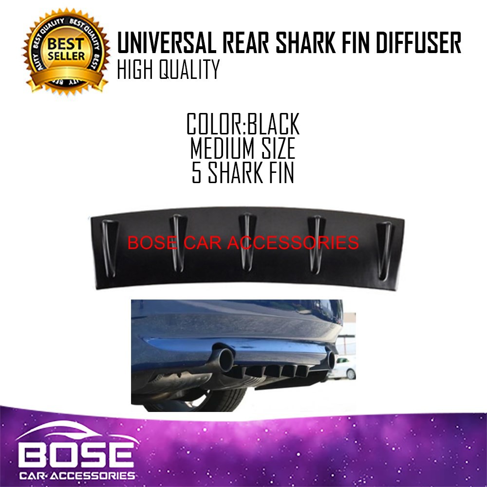 Universal Lower Rear Body Bumper Lip Diffuser Shark Fin 5 Fin Spoiler