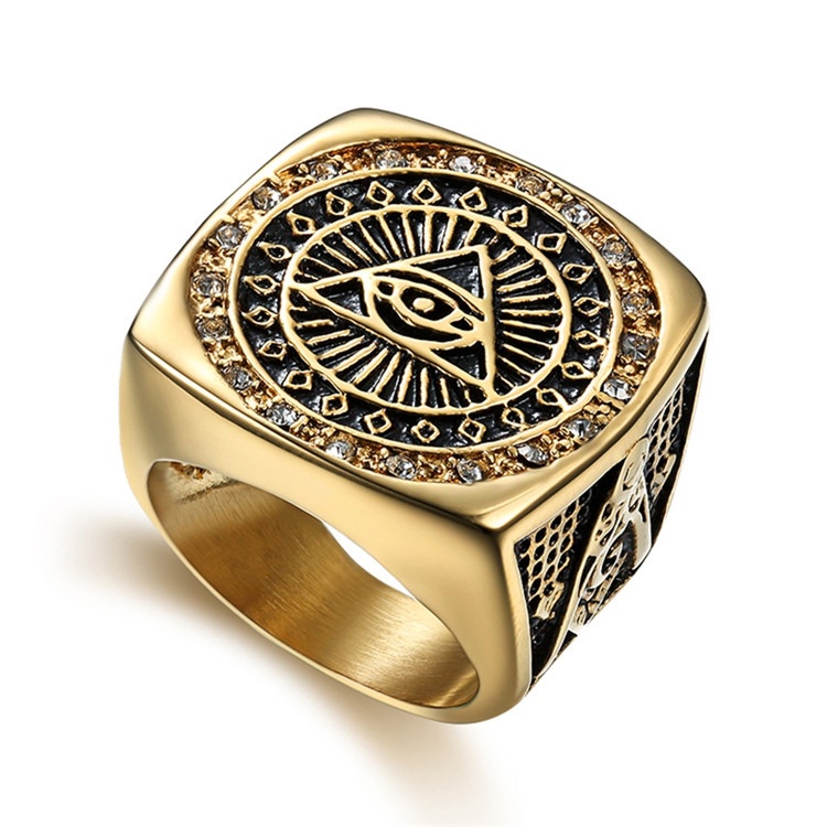 Fashionable Pure Stainless Steel Angel's Eye Ring God's Demon Horus ...