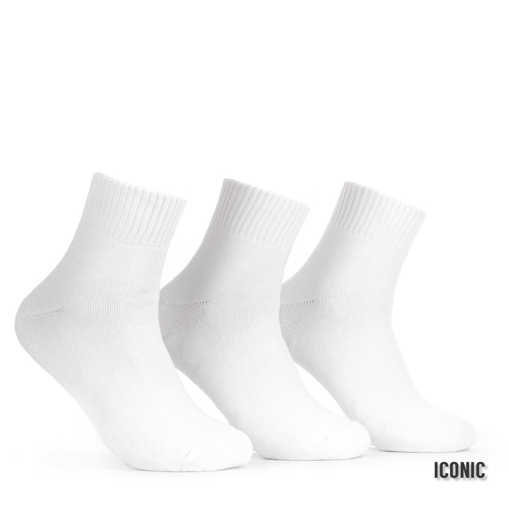 Iconic 3 in 1 Basic Athletic Sports Socks in White | Shopee Philippines