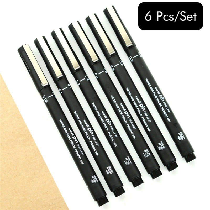 Uni Pin Fineliner Drawing Pen Set Dark Grey Ink Tone 0.1mm Pack of