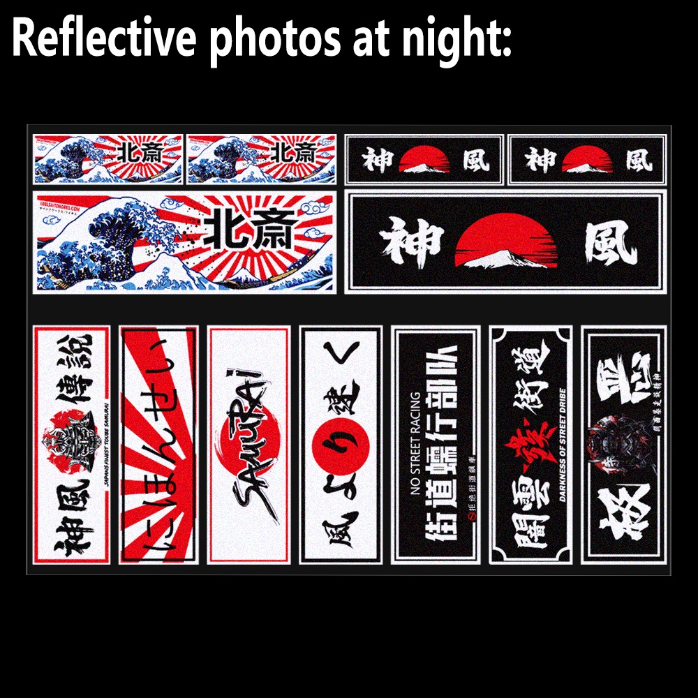 JDM Reflective Motorcycle Sticker Car Sticker Japanese Paper Kamikaze ...