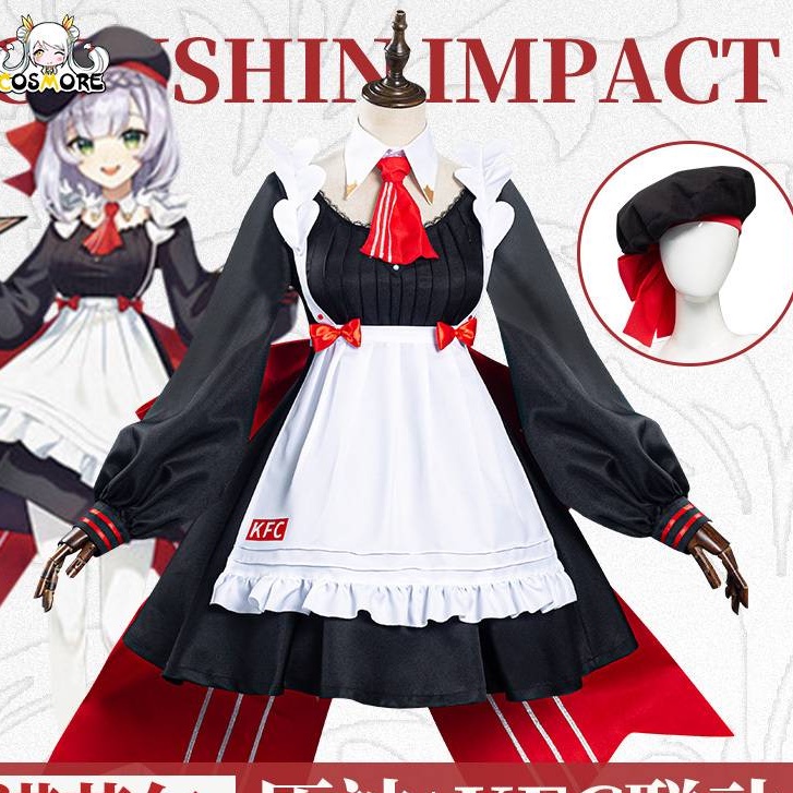 New Anime Genshin Impact KFC COS Noelle Cosply clothing female Costume ...