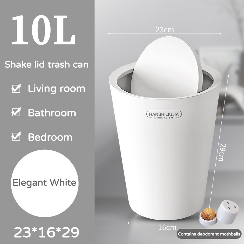 10L Trash Can With Cover Big Trash Bin Bedroom Toilet Garbage Bin Trash