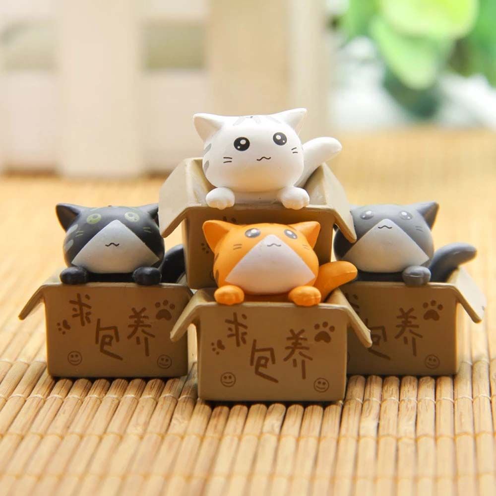 TWINKLE 4 Pcs Miniature Cats in Boxes Figurines | Shopee Philippines
