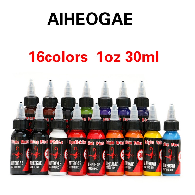 【Preferred】Aiheogae Tattoo ink 1oz 30ml 16 Color Tattoo Supply Tattoo ...