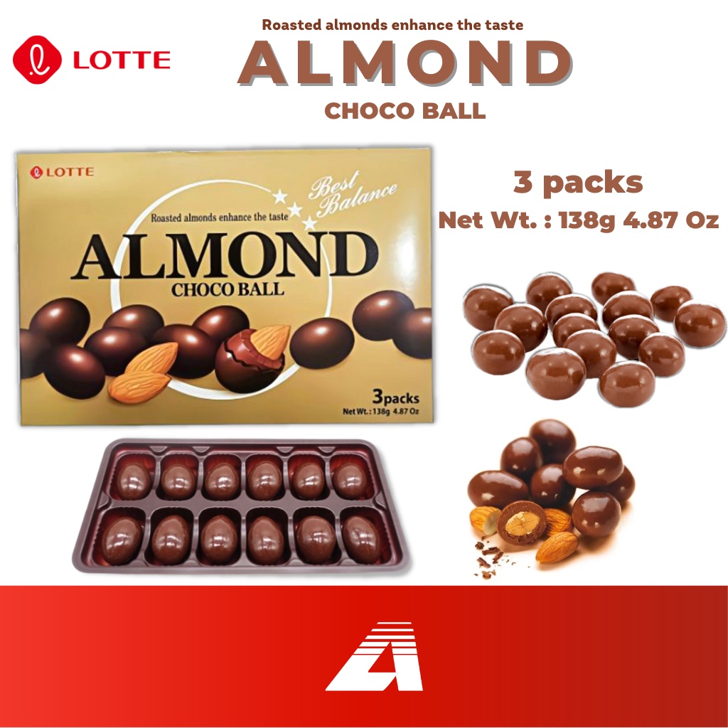 Lotte Almond Choco Ball from KOREA 3 Packs Net Wt. 138g 4.87 Oz Exp