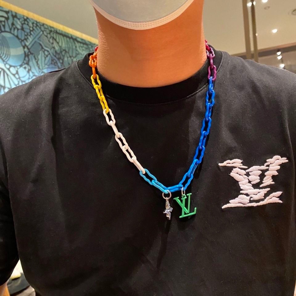 LV L's New Limited Edition Rainbow Colorful Necklace Men's And