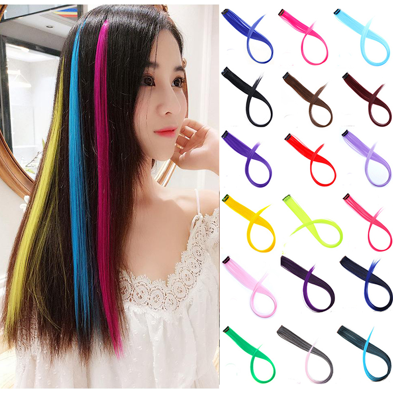 COD 22 inch Long Straight Hair Extensions One Clip In Highlight Pink ...