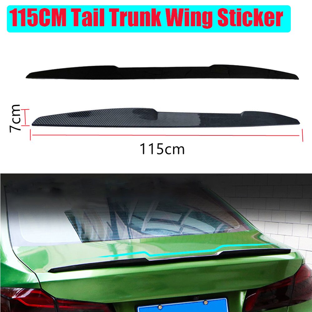 Cm Inch Universal Car Rear Roof Lip Spoiler Tail Trunk Wing Sticker Pu Gloss Black Carbon