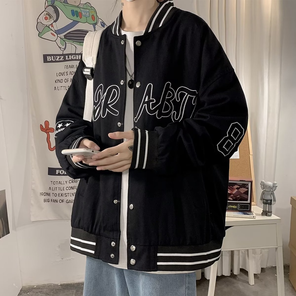 Ready Stock Fashion Rapper Style Embroidery Oversized Baseball jacket For Men Loose Fit Korean Hip Hop Dance For Flying Baseball Uniform Men And Women Couple Jacket Baseball Jackets Men Shopee Philipp...