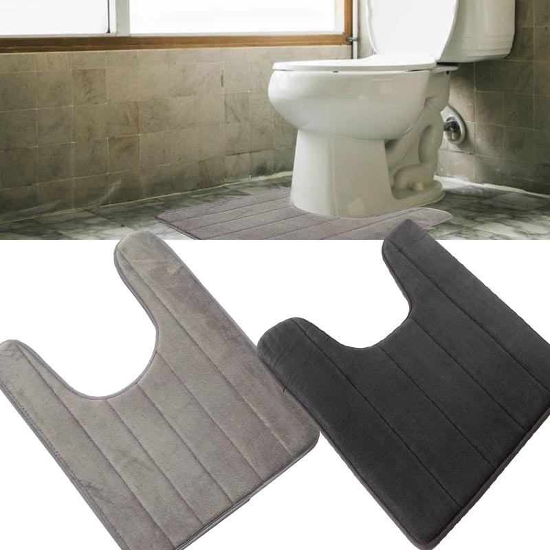 Memory Foam Anti Slip Toilet Floor Mat Bath Pad Rug Soft Washable