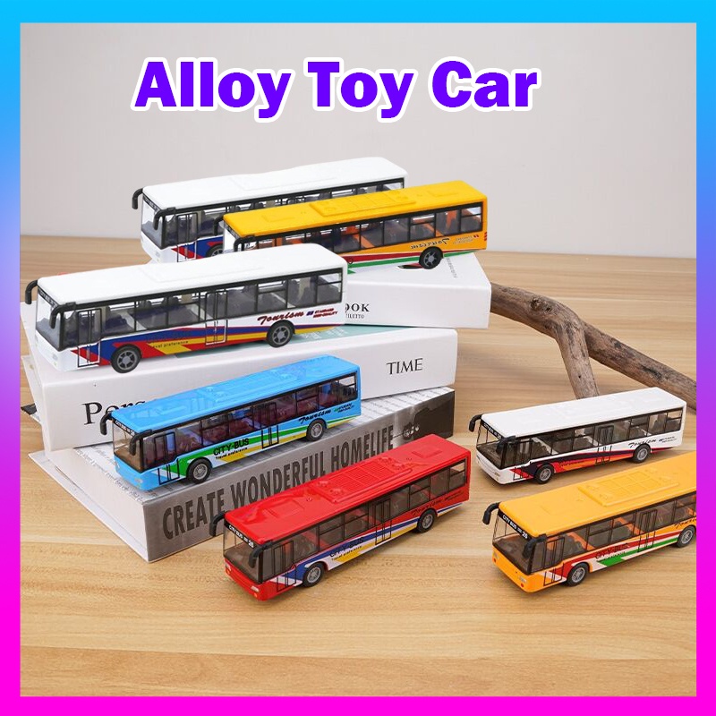【Fast Delivery】Alloy Mini Simulation Pull Back Car Bus Model Kids Toy Mini Size Bus Diecasts Toy