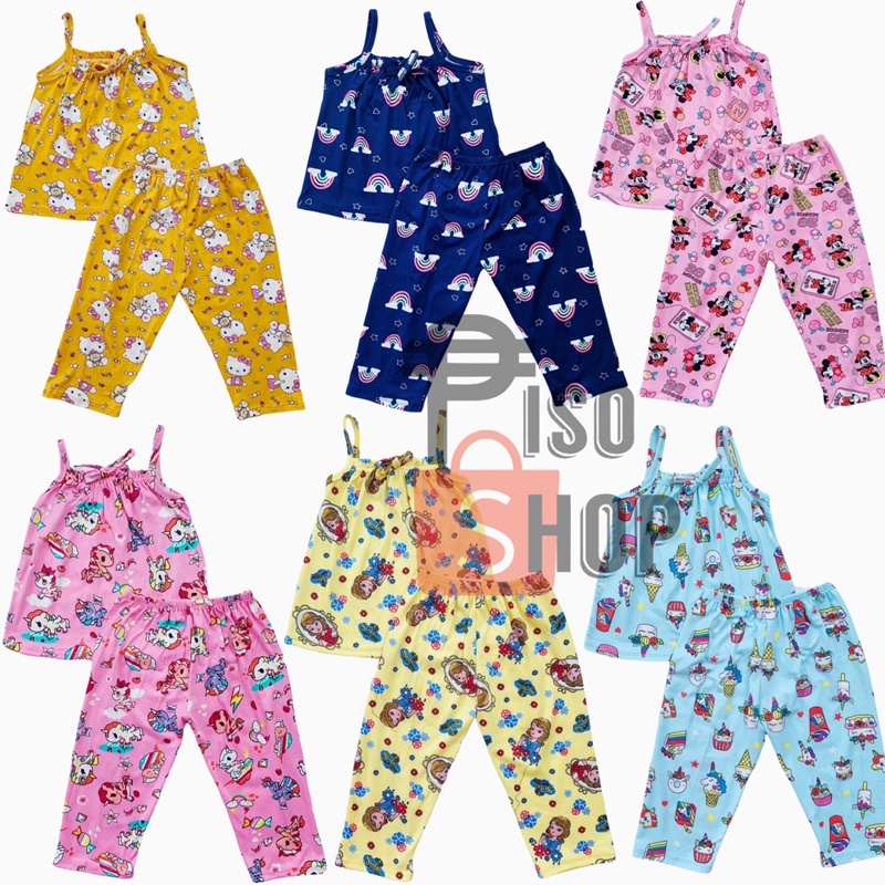 KIDS RIBBON SANDO PAJAMA TERNO FOR GIRLS (2-5yrs.old) | Shopee Philippines