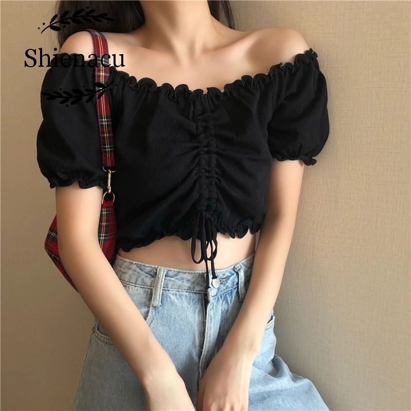 Off shoulder crop online top shopee