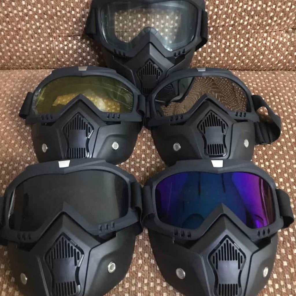5colors Motorcycle Goggle Mask Detachable Uni Mask with Goggles ...