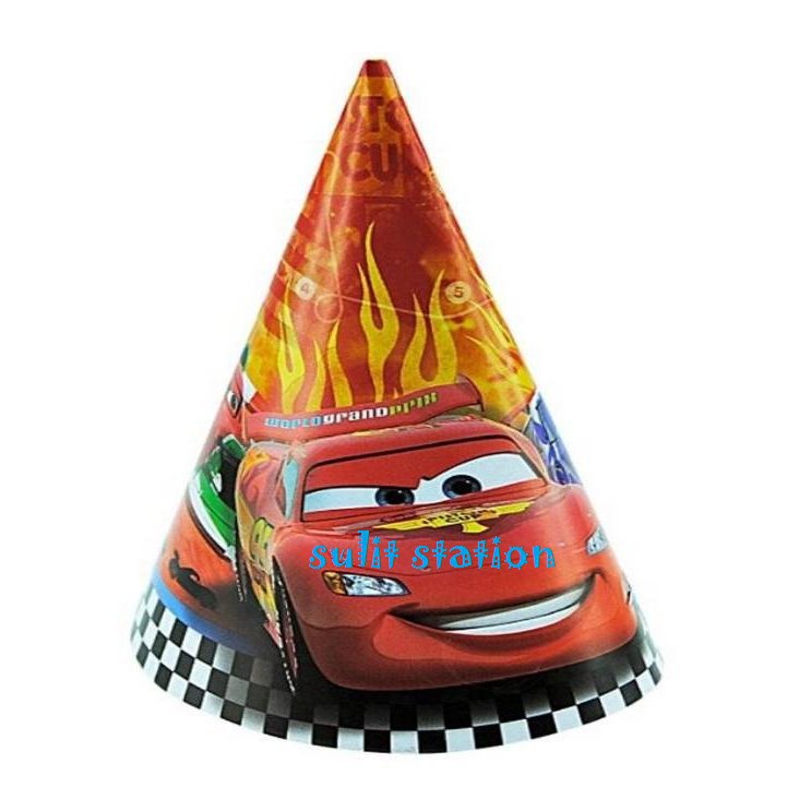 10pcs PIXAR CARS LIGHTNING MCQUEEN THEMED BIRTHDAY PARTY HATS FAVOR NEEDS SUPPLY DECOR GIVEAWAYS hat Shopee Philippines