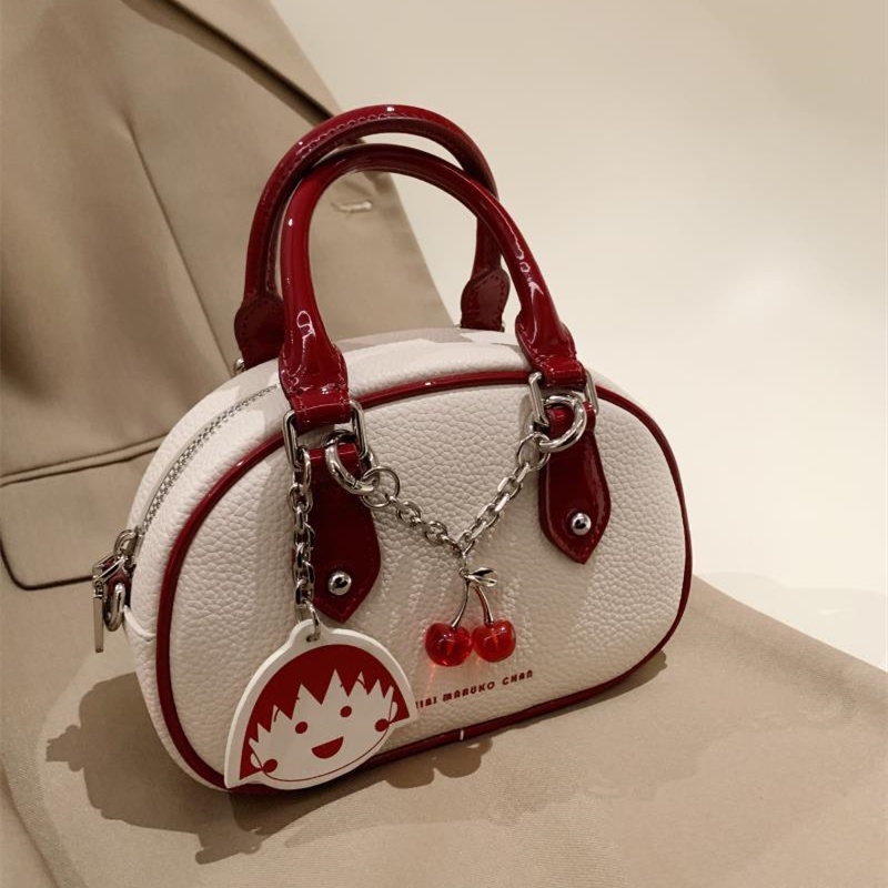 2023 NEW ARRIVAL Cherry styled pebbled leather crossbody hand bag with