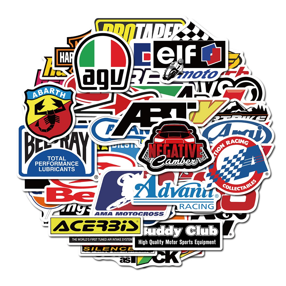50pcs Racing car racing logo graffiti stickers mobile phone luggage ...