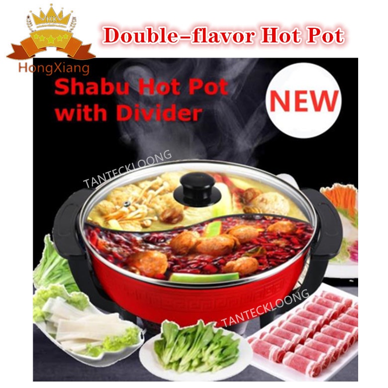 1300W 6 Liter Electric Hot Pot Smokeless Home Kitchen Cookware Double