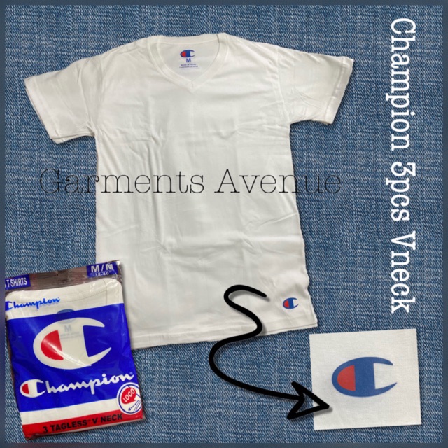 Champion White Shirt Tagless (3pcs) Vneck