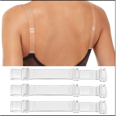 3 Pairs Adjustable Transparent Bra Straps, Soft Elastic Anti-slip