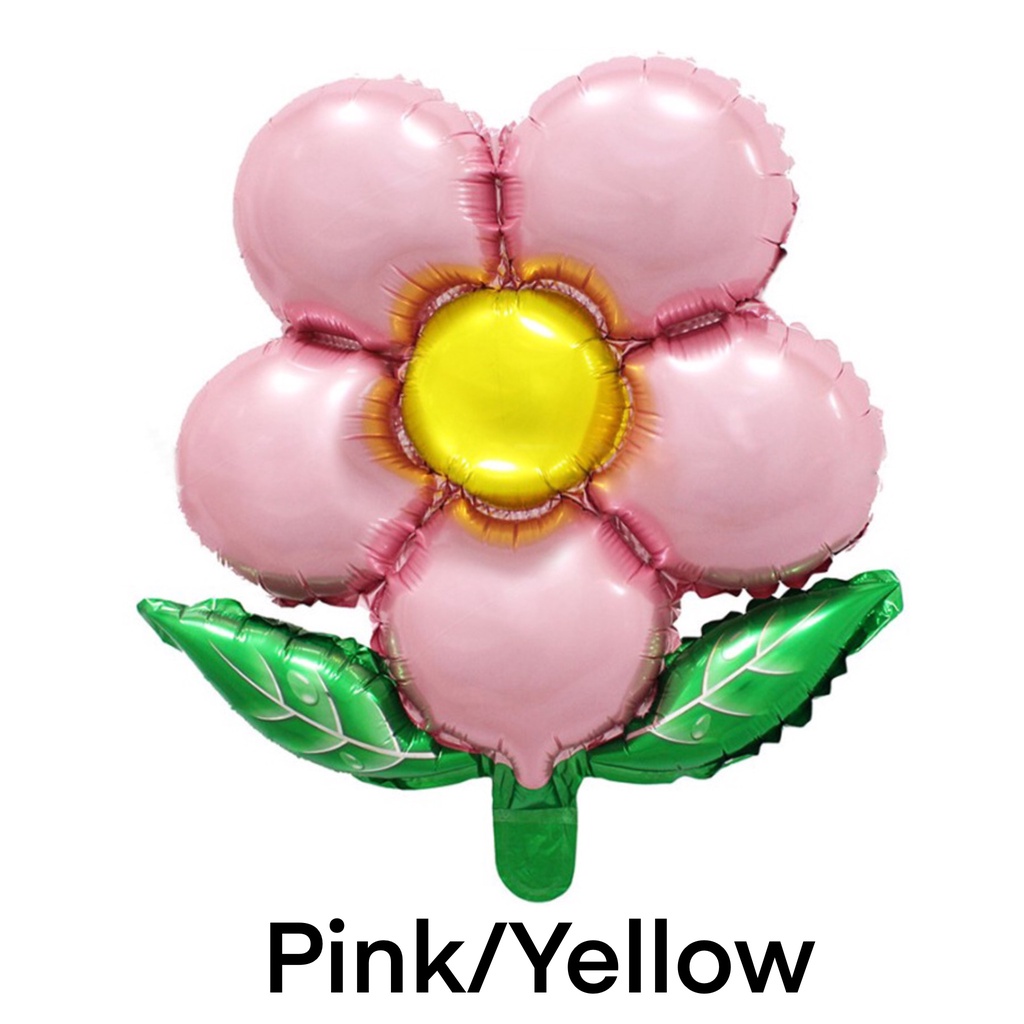 Flower Foil Balloon with Leaf (1 pc) Flower Balloons Nature Theme Party