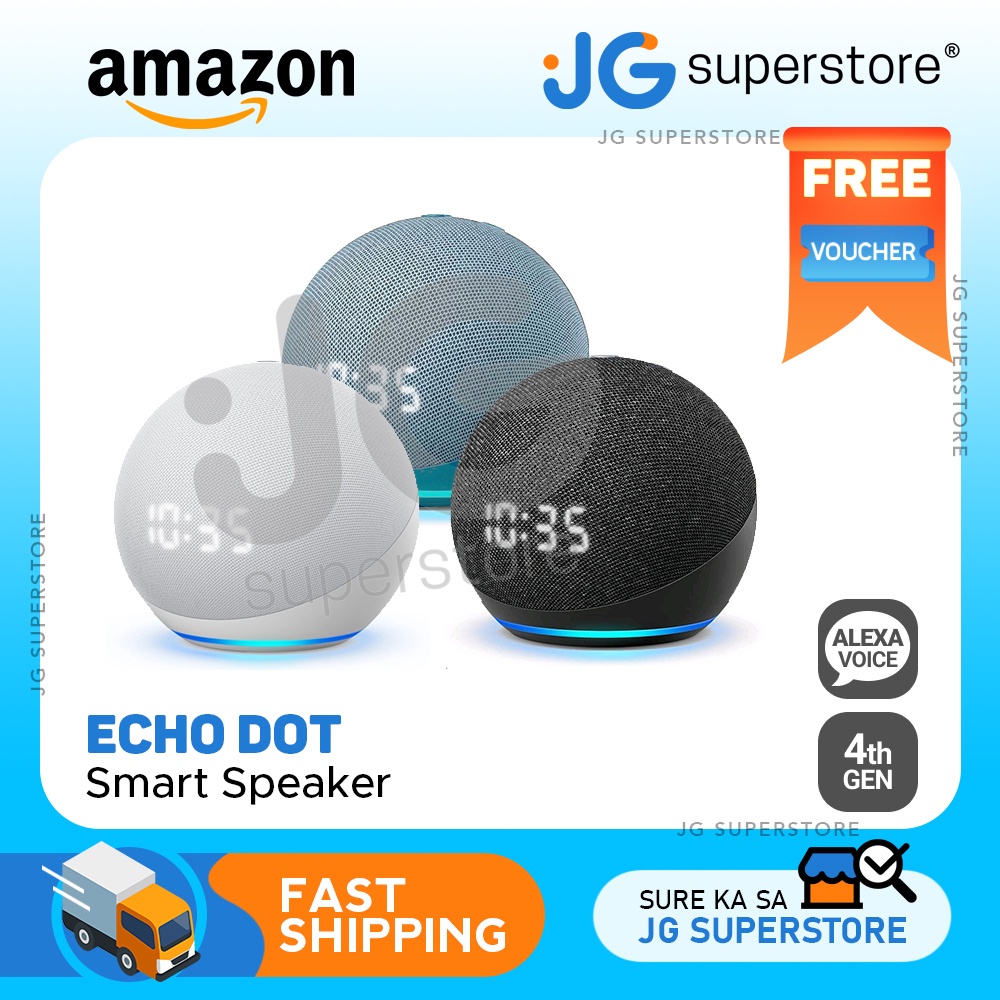 Echo Dot Smart Speaker with clock (4th Gen) Glacier White