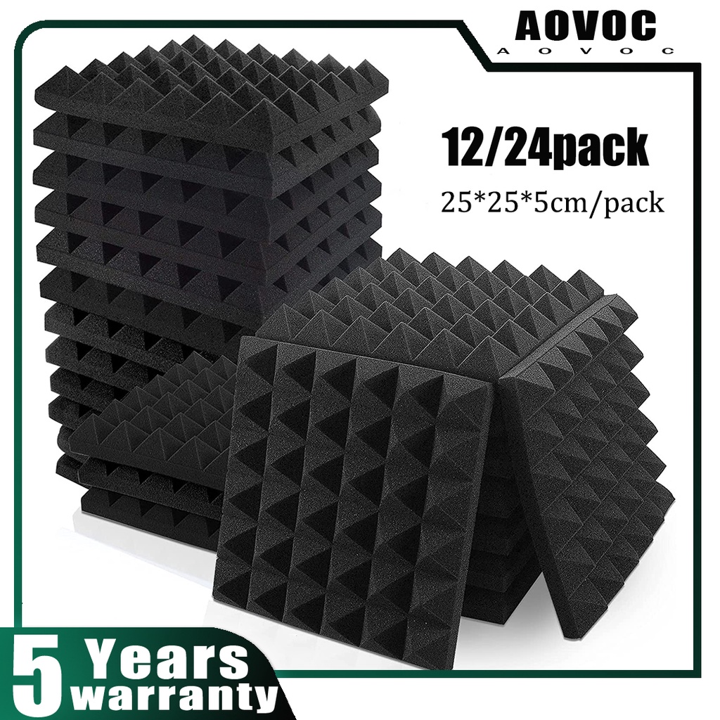24 pcs -Soundproofing Foam Sound Absorption Pyramid Studio Treatment ...