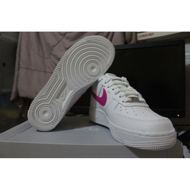 Nike Women's Air Force 1 '07 White/Fire Pink-Hydrogen Blue