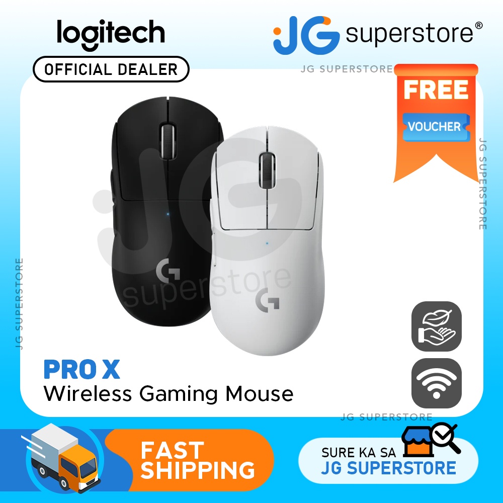 Logitech G Pro X Superlight Wireless Gaming Mouse, HERO 25k Sensor 25,600 DPI (Black, White