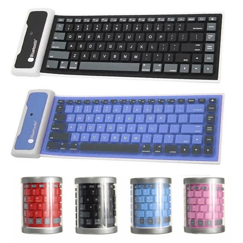 Bluetooth Roll Up Keyboard Waterproof 87key Keypads Soft Silicone