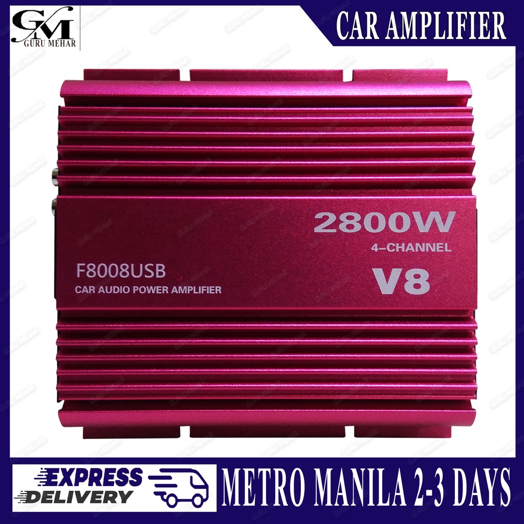 4Channel Power Car Amplifier V8 2800Watts w/ Bluetooth 543 Shopee