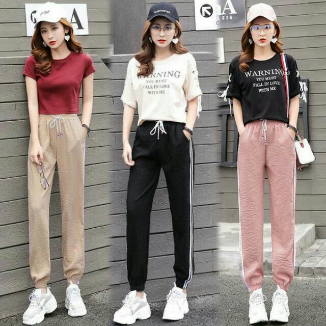 Korean fashion wild jogger pants Shopee Philippines