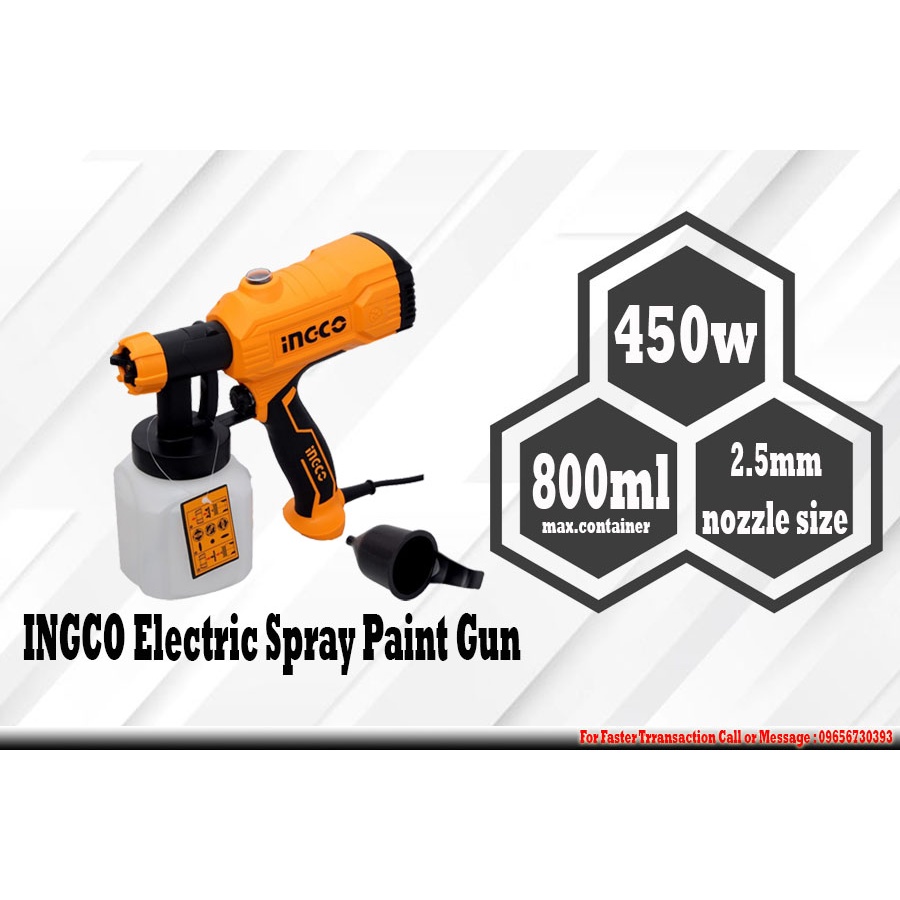 Ingco SPG3508 Industrial HVLP Electric Spray Paint Gun Total Power 450W