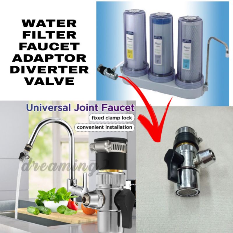 WATER FILTER PURIFIER FAUCET ADAPTOR DIVERTER VALVE FIT ON MEGAFRESH