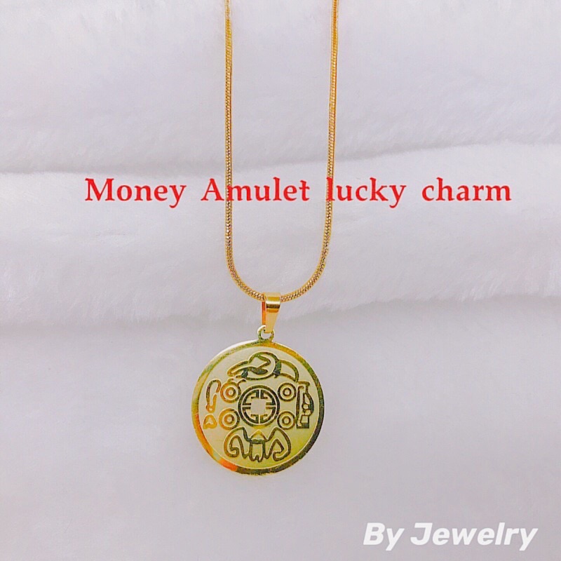 [BY]Stainless Steel Money Amulet lucky charm Pendant Necklace Money ...